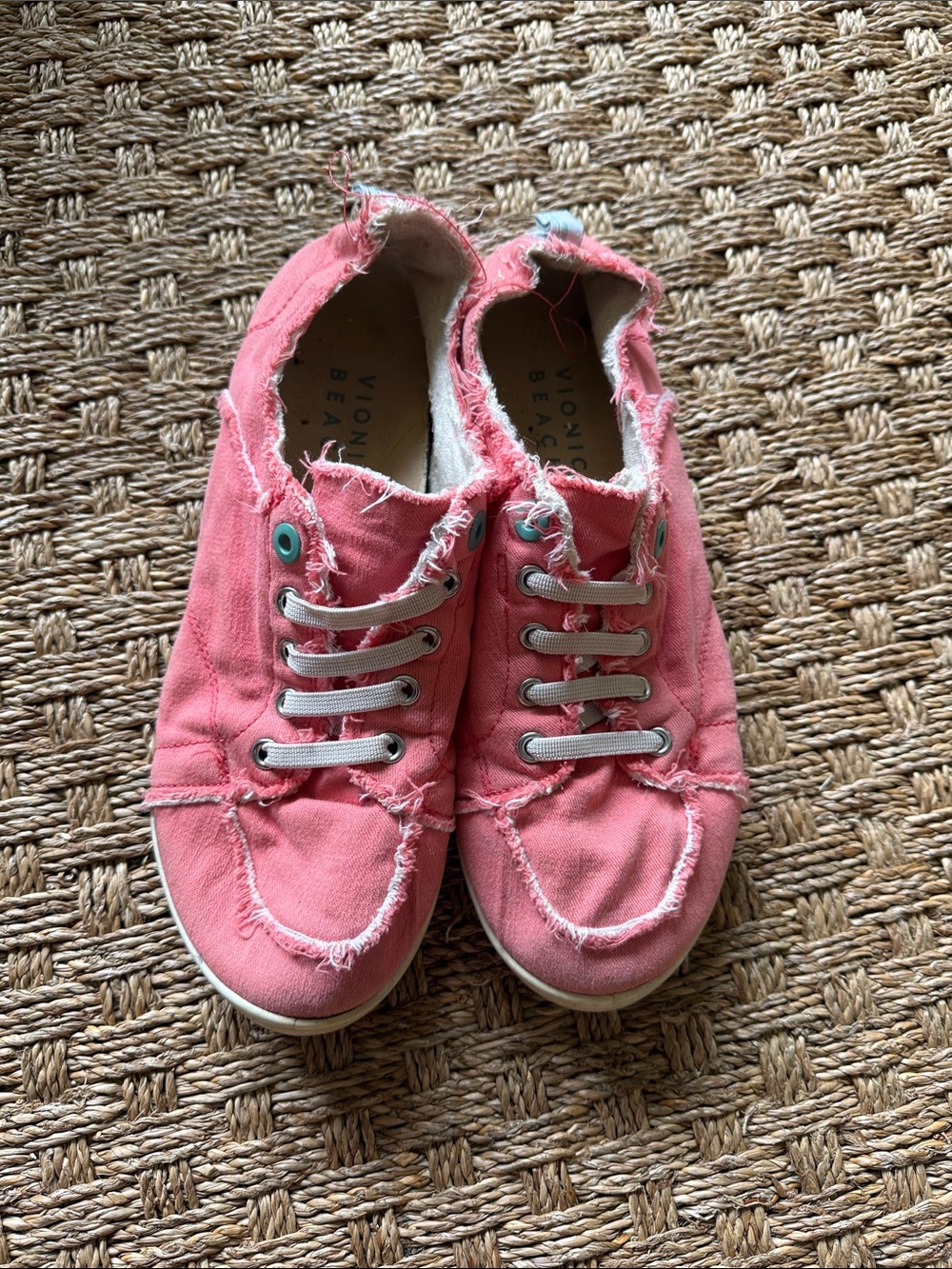 Vionic Beach Pink Frayed Canvas Slip-On Sneakers